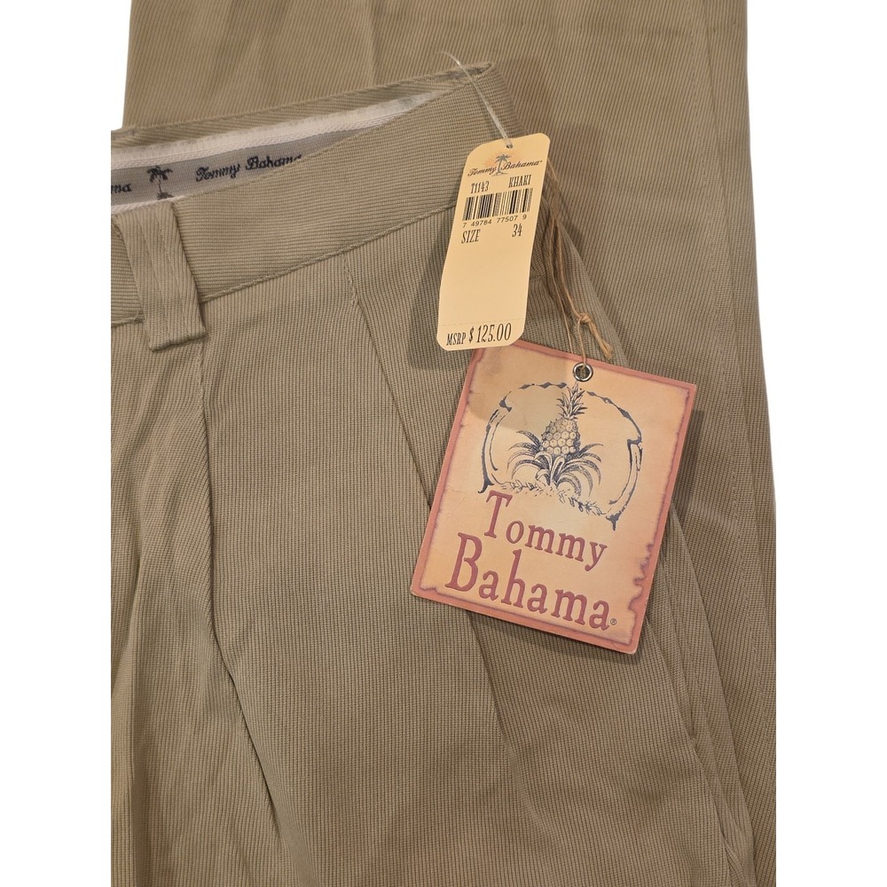 Tommy Bahama 100% Silk Reeder Pants Mens 34 Khaki Resort Casual NWT - Picture 2 of 12